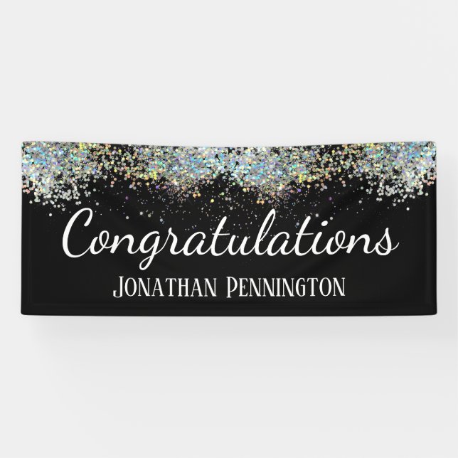 Retirement Congratulations Glitter Confetti Banner (Horizontal)