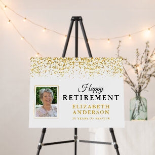 Retirement Congratulations Glitter White Photo Foam Board