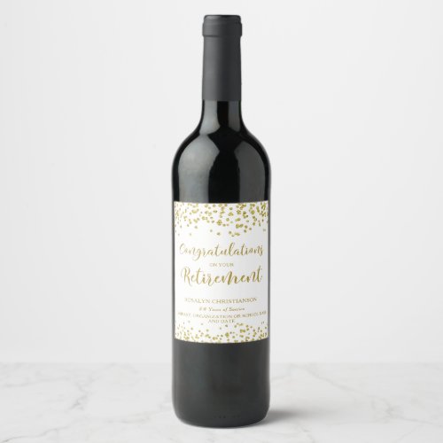 Retirement Congratulations Gold Confetti Wine Labe Wine Label