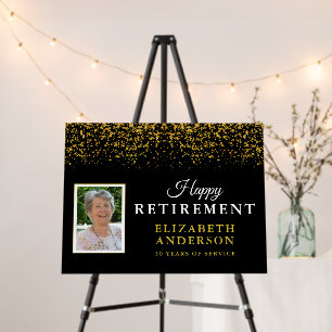 Retirement Congratulations Gold Glitter Photo Foam Board