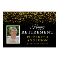 Retirement Congratulations Gold Glitter Photo