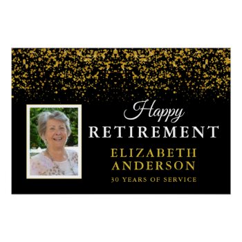 Retirement Congratulations Gold Glitter Photo Poster by daisylin712 at Zazzle