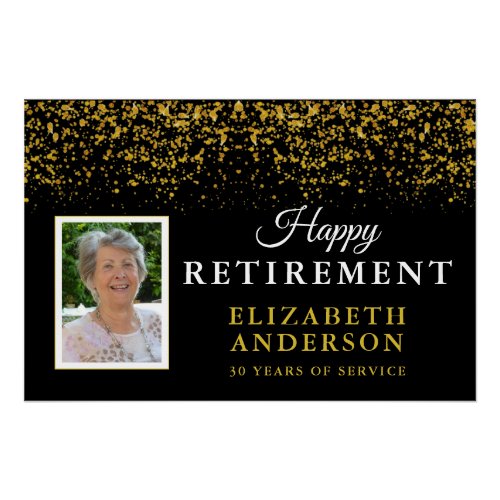 Retirement Congratulations Gold Glitter Photo Poster
