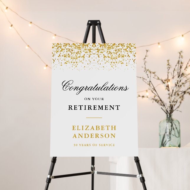 Retirement Congratulations Gold Glitter White Foam Board (In Situ (Stand))