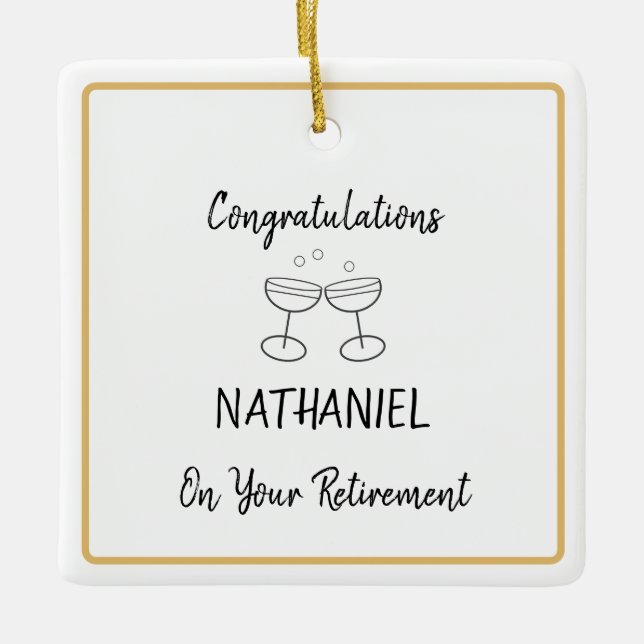 Retirement Congratulations Keepsake Personalized Ceramic Ornament (Front)