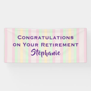 Retirement Congratulations Pastel Stripe Jumbo Banner