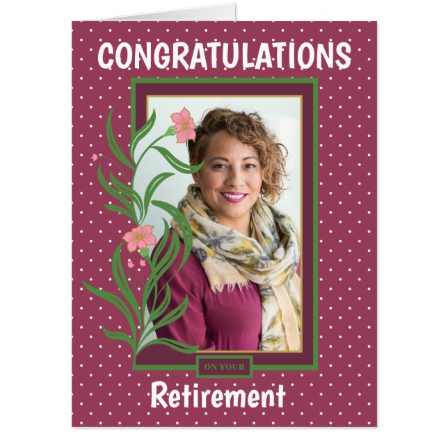 Retirement Congratulations Pink Border Photo Card (Front)