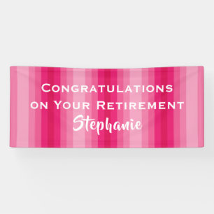 Retirement Congratulations Pink Stripe Jumbo Name Banner