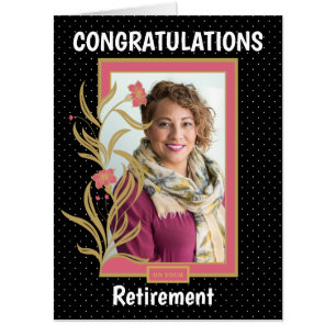 Retirement Congratulations Polka Dot Border Photo Card