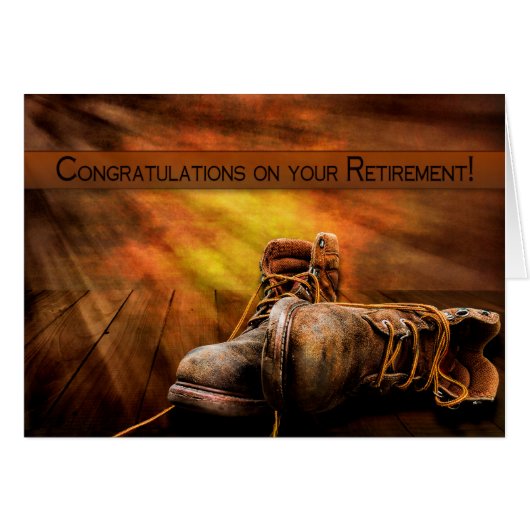 Retirement - Congratulations - Sunset/Work Boots Cards (Front Horizontal)