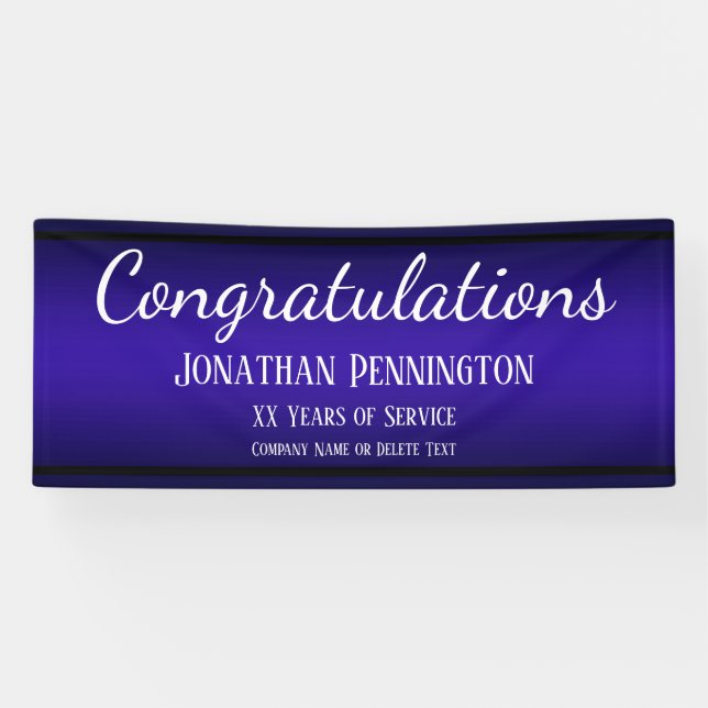 Retirement Congratulations Years of Service Blue Banner (Horizontal)