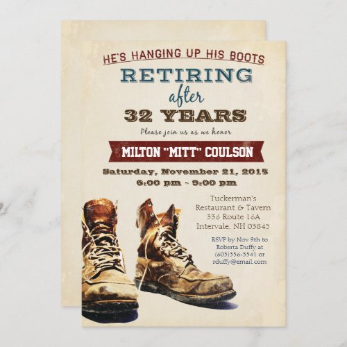 Retirement Construction Military Invitation