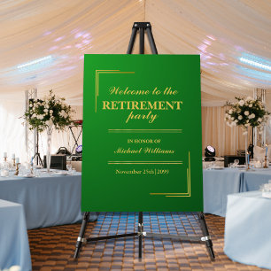 Retirement Corporate Elegant Green Gold Foam Board