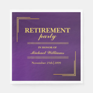Retirement Corporate Elegant Purple Gold Napkins