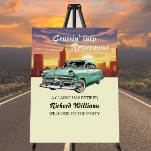 Retirement Cruising Classic Retro Car City Party Foam Board