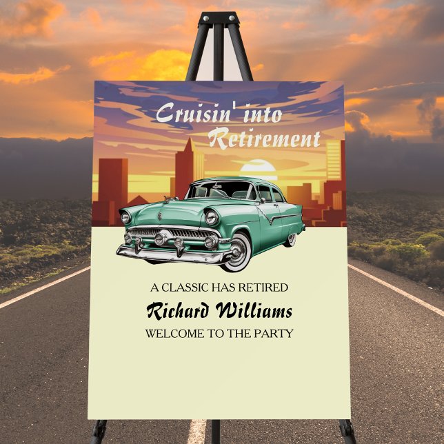 Retirement Cruising Classic Retro Car City Party Foam Board (Creator Uploaded)