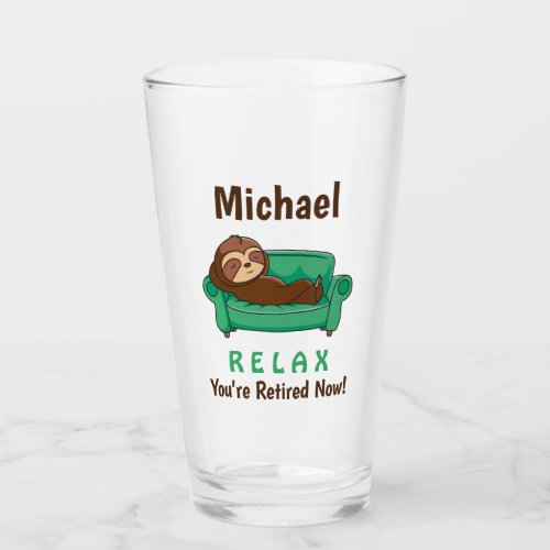 Retirement Cute Funny Lazy Sloth Beer Pint Glass
