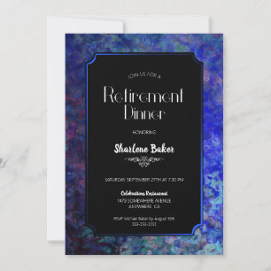 Retirement Dinner Party Black with Blue Border Invitation