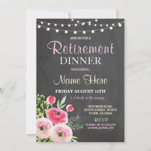 Retirement Dinner Party Women's Floral Pink Invite