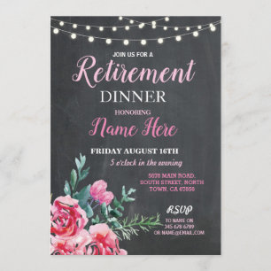 Retirement Dinner Party Women's Flower Pink Invite