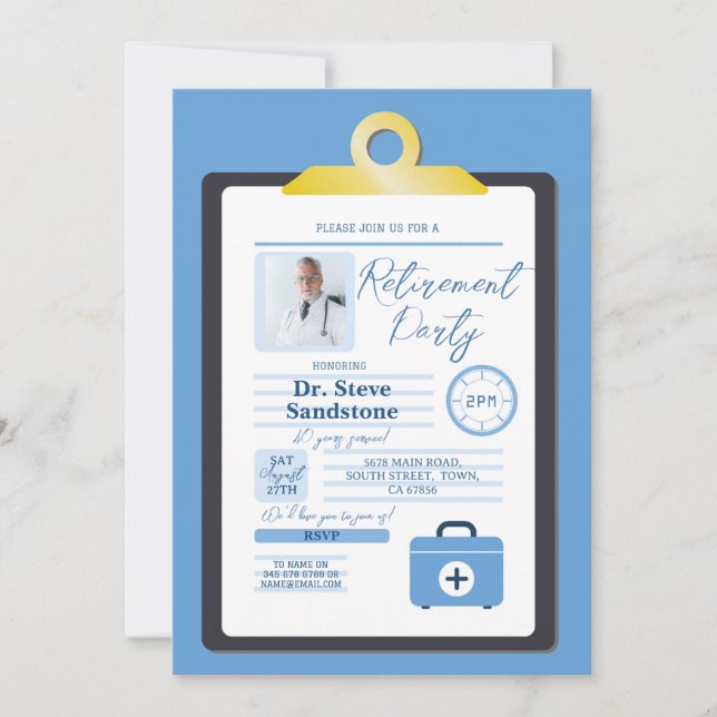 Retirement Doctor Prescription Pad Form Party Dr Invitation (Front)
