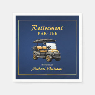 Retirement Elegant Golf Theme Cart Blue Gold Napkins