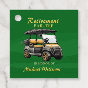 Retirement Elegant Golf Theme Cart Green Gold Favor Tags