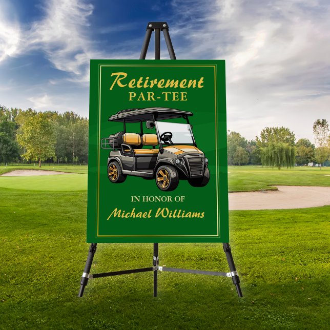 Retirement Elegant Golf Theme Cart Green Gold Foam Board (Creator Uploaded)