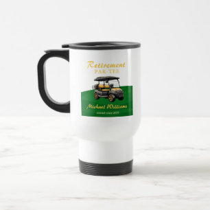 Retirement Elegant Golf Theme Cart Green Gold Travel Mug