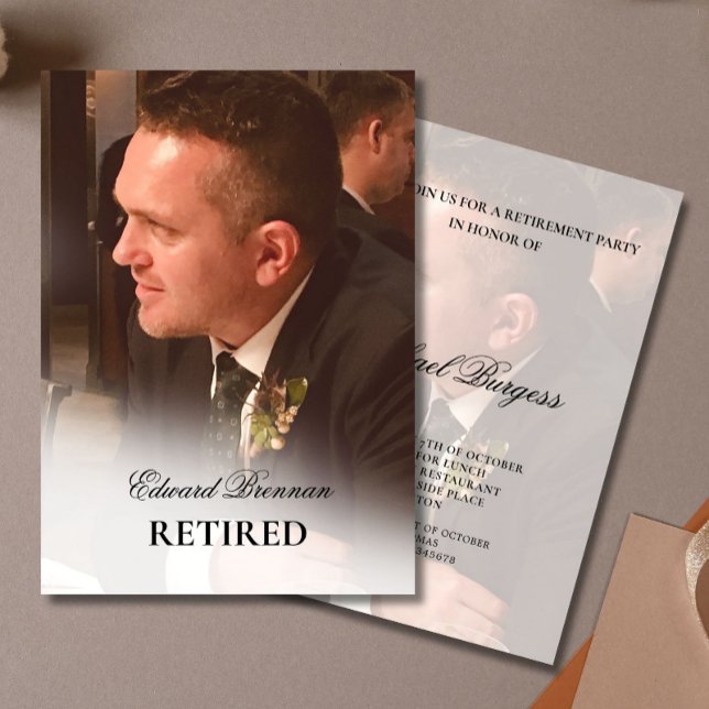 Retirement Elegant Photo Stylish  Invitation (Creator Uploaded)