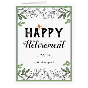 Retirement Fancy Script and Floral Card