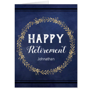 Retirement Faux Foil Wreath Blue Card