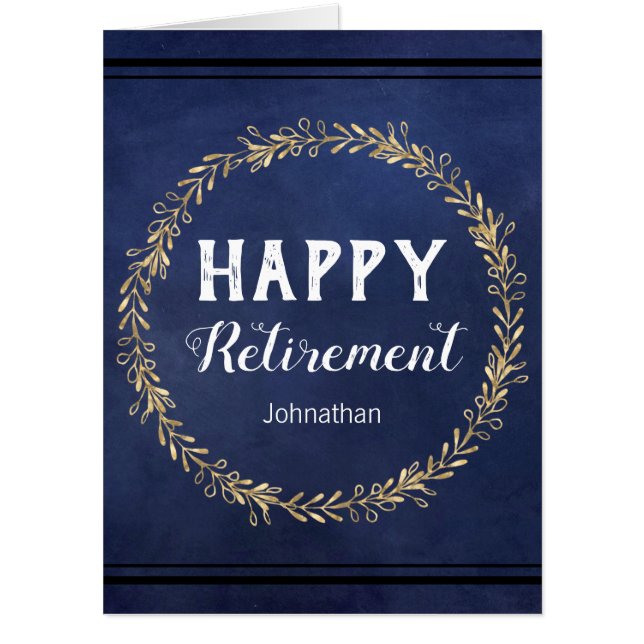 Retirement Faux Foil Wreath Blue Card (Front)