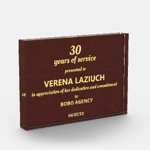Retirement Faux Leather Print Acrylic Award