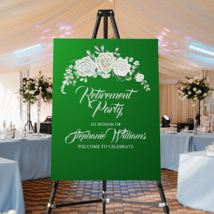 Retirement Female Party Vintage White Rose Border Foam Board