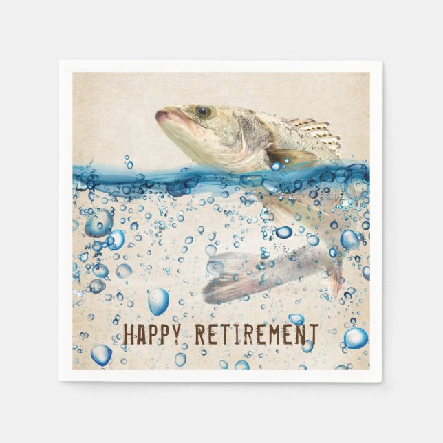 retirement fish jumping out of water napkins (Front)