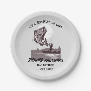 Retirement Fishing At the Lake Fisherman Vintage Paper Plates