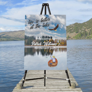 Retirement fishing at the lake watercolor foam board