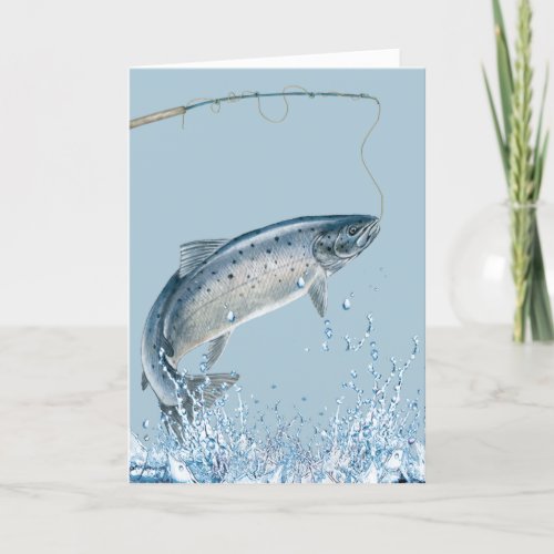 Retirement Fishing Pole and Fish  Card
