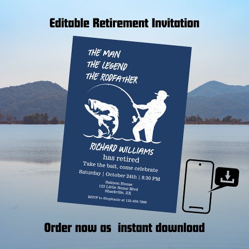 Retirement Fishing the Rodfather Big Fish  Invitation