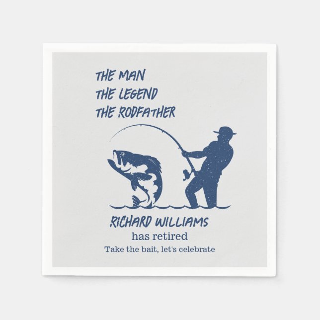 Retirement Fishing the Rodfather Big Fish  Napkins (Front)
