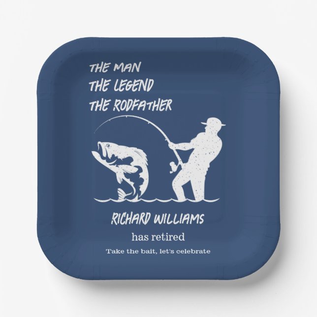 Retirement Fishing the Rodfather Big Fish  Paper Plates (Front)