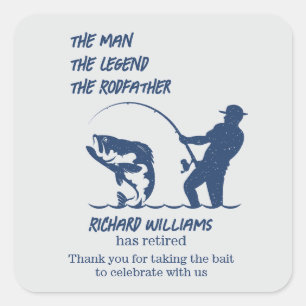 Retirement Fishing the Rodfather Big Fish Square Sticker