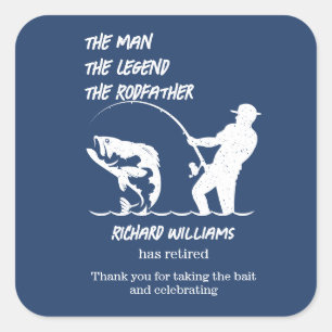 Retirement Fishing the Rodfather Big Fish Square Sticker