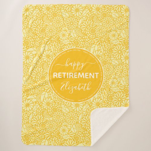 Retirement floral name  sherpa blanket