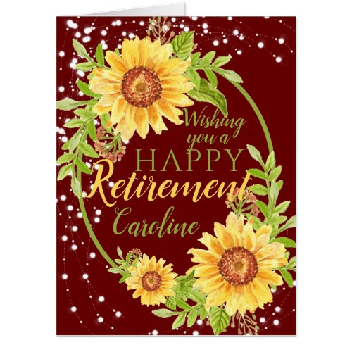 Retirement Floral Sunflower Colorful Jumbo Card