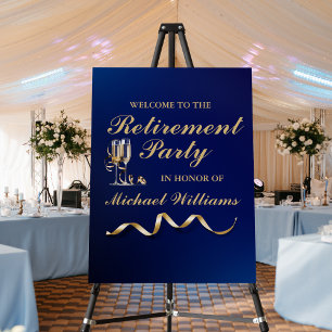 Retirement Formal Classic Champagne Glass Blue Foam Board