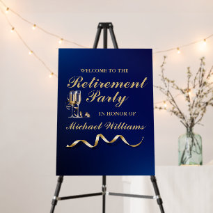 Retirement Formal Classic Champagne Glass Blue Foam Board