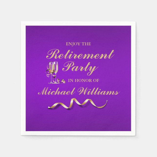 Retirement Formal Classic Champagne Glass Napkins (Front)