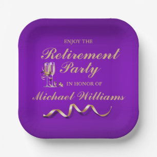 Retirement Formal Classic Champagne Glass Paper Plates